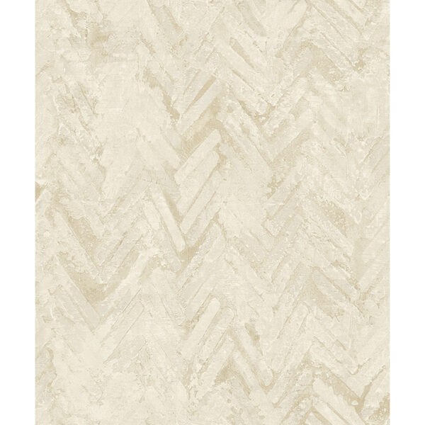Amesemi Cream Distressed Herringbone Wallpaper