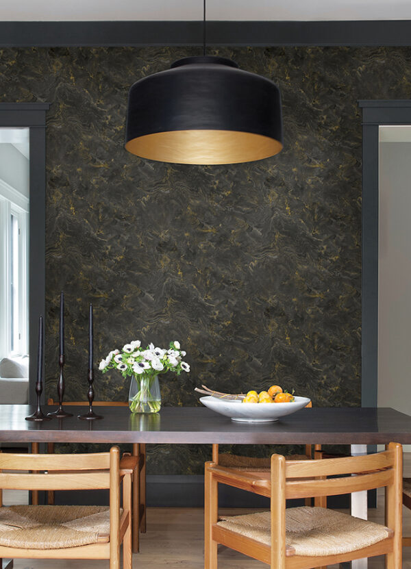 Meness Black Metallic Marbling Wallpaper - Image 2
