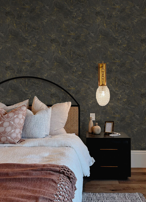 Meness Black Metallic Marbling Wallpaper - Image 4