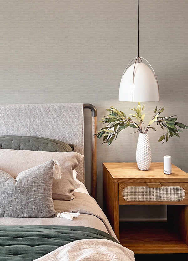 Agave Dove Faux Grasscloth Wallpaper - Image 3