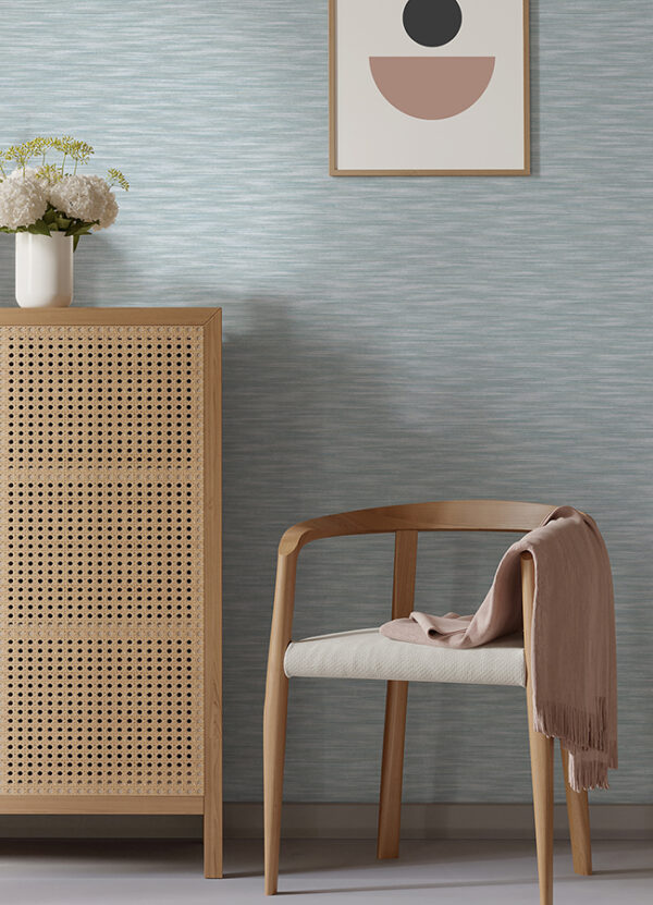 Benson Light Blue Faux Fabric Wallpaper - Image 3