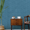 Emerson Blue Linen Wallpaper - Image 2