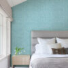 Emerson Aqua Linen Wallpaper - Image 2