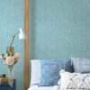 Emerson Aqua Linen Wallpaper - Image 3