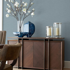 Agave Slate Faux Grasscloth Wallpaper