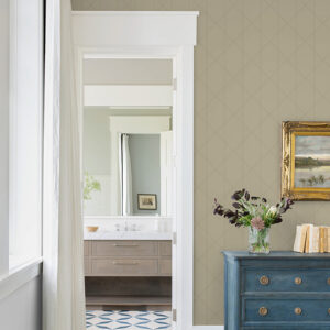 Walcott Taupe Stitched Trellis Wallpaper