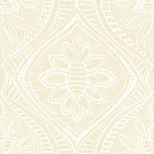 Scout Light Yellow Floral Ogee Wallpaper