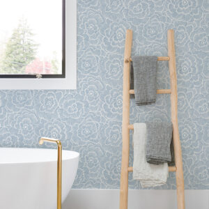 Periwinkle Blue Textured Floral Wallpaper