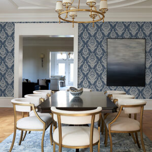 Arlie Indigo Botanical Damask Wallpaper