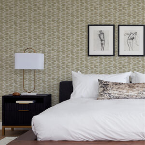 Myrtle Gold Abstract Stripe Wallpaper