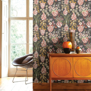 Harper Brown Floral Vase Wallpaper