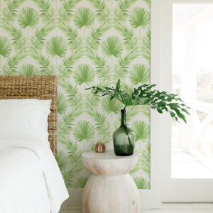 Calla Green Painted Palm Wallpaper
