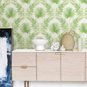 Calla Green Painted Palm Wallpaper