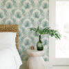 0087458 calla teal painted palm wallpaper