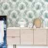 0087459 calla teal painted palm wallpaper