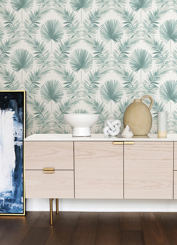 0087459 calla teal painted palm wallpaper