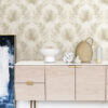 0087462 calla taupe painted palm wallpaper