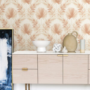 Calla Rust Painted Palm Wallpaper