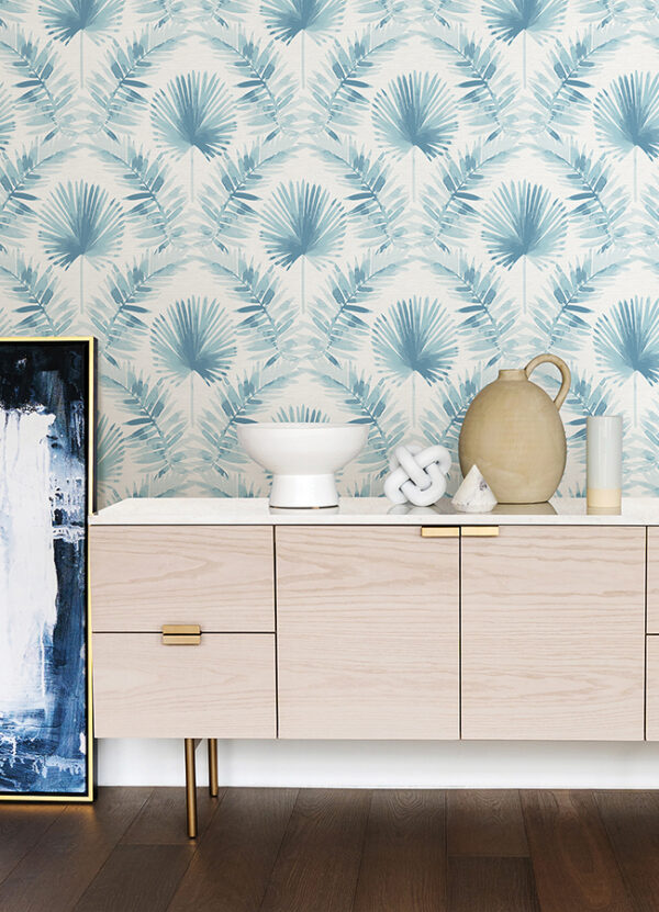 0087471 calla blue painted palm wallpaper