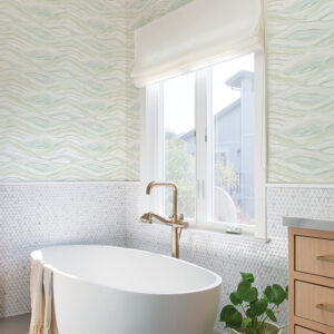 Dorea Sea Green Striated Waves Wallpaper