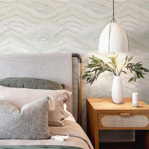 Dorea Sea Green Striated Waves Wallpaper