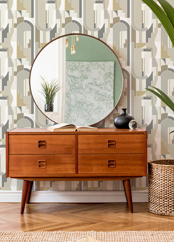 0087604 odele dark honey geometric archways wallpaper