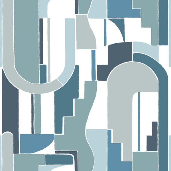 0087605 odele blue geometric archways wallpaper
