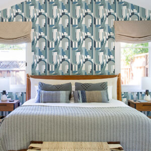 Odele Blue Geometric Archways Wallpaper