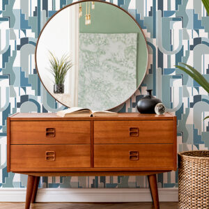 Odele Blue Geometric Archways Wallpaper