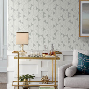 Fairbank Silver Linen Geometric Wallpaper by Scott Living