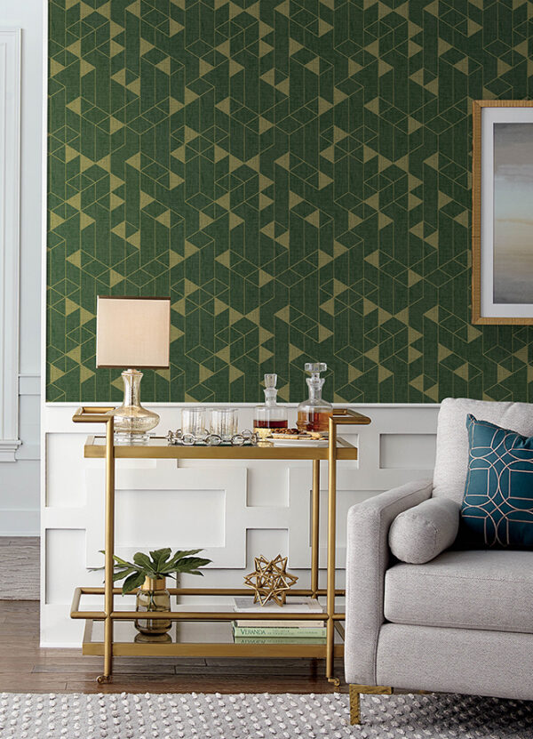 Fairbank Evergreen Linen Geometric Wallpaper by Scott Living - Image 2