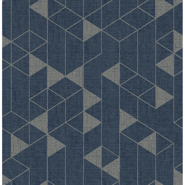Fairbank Navy Linen Geometric Wallpaper by Scott Living