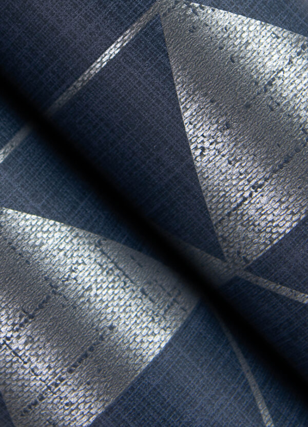 Fairbank Navy Linen Geometric Wallpaper by Scott Living - Image 3