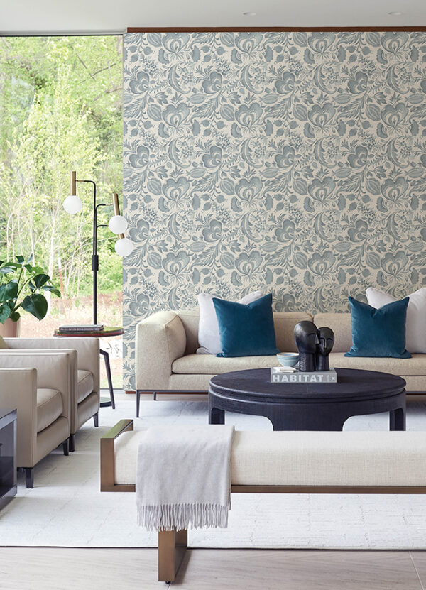 Culver Slate Jacobean Wallpaper by Scott Living - Image 2