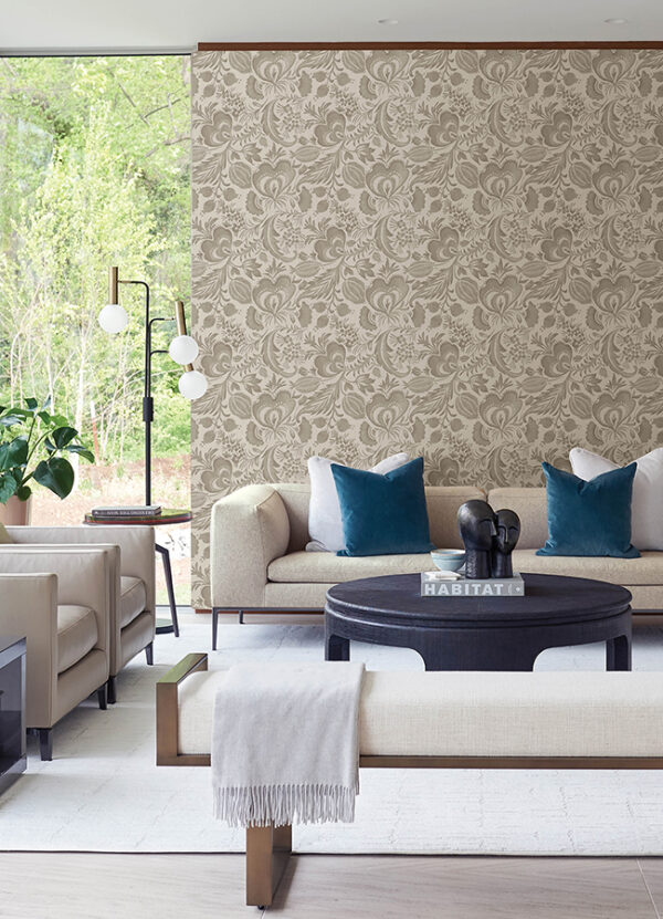 Culver Light Brown Jacobean Wallpaper by Scott Living - Image 2