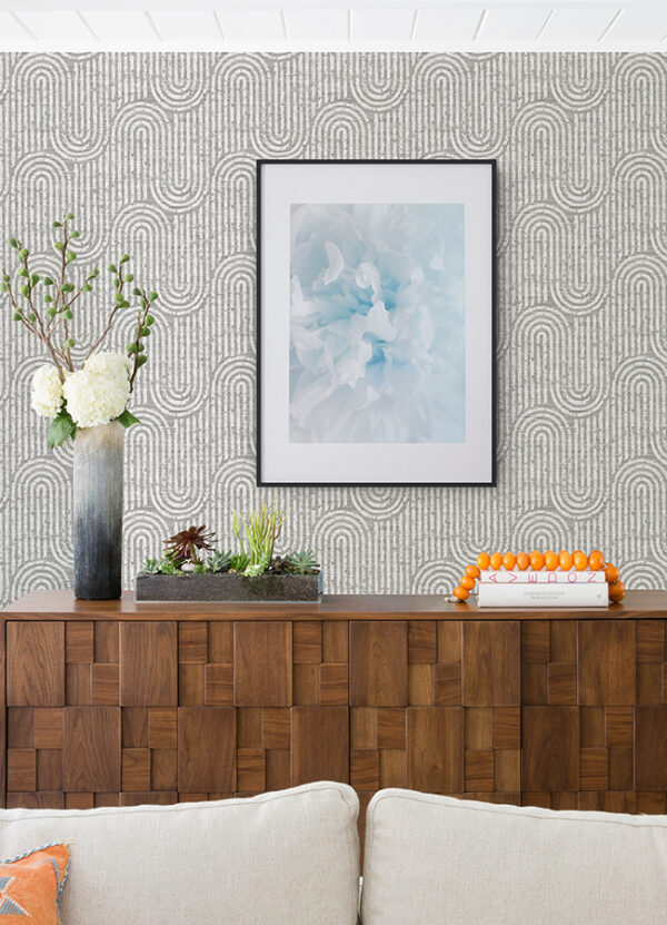 Trippet Grey Zen Waves Wallpaper by Scott Living - Image 2