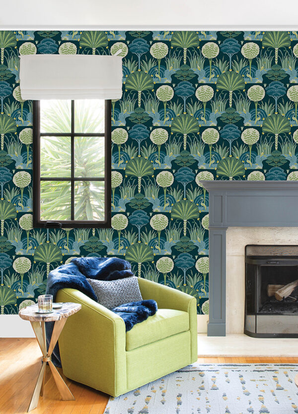 Mandeville Teal Tropical Paradise Wallpaper by Scott Living - Image 3