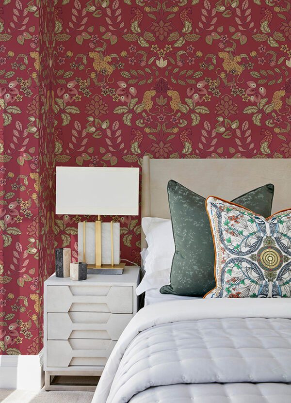 Getty Raspberry Jungle Damask Wallpaper by Scott Living - Image 3