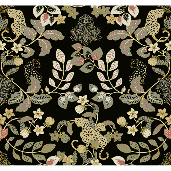 Getty Black Jungle Damask Wallpaper by Scott Living