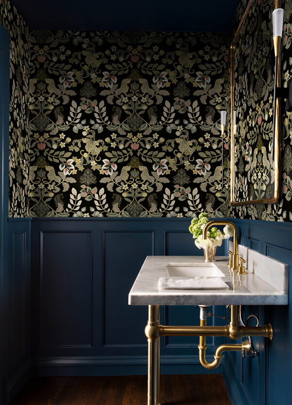 Getty Black Jungle Damask Wallpaper by Scott Living - Image 2