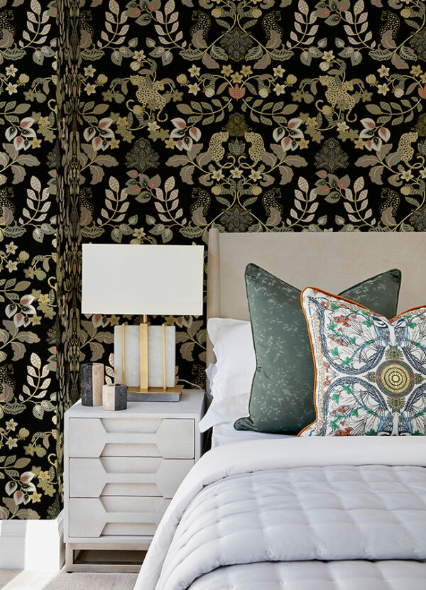 Getty Black Jungle Damask Wallpaper by Scott Living - Image 3