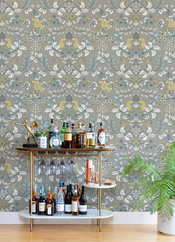 Getty Grey Jungle Damask Wallpaper by Scott Living - Image 2