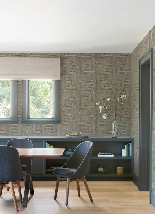 Mortenson Taupe Geometric Wallpaper by Scott Living - Image 2