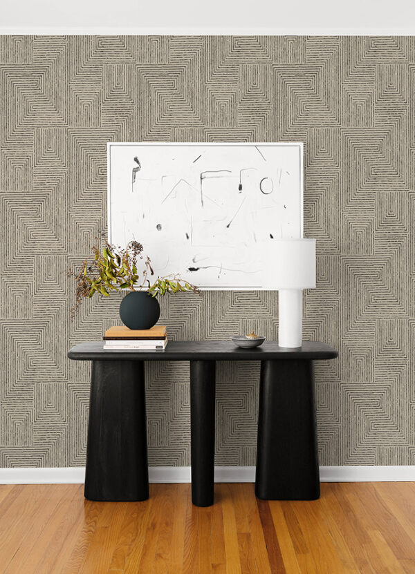 Mortenson Taupe Geometric Wallpaper by Scott Living - Image 4