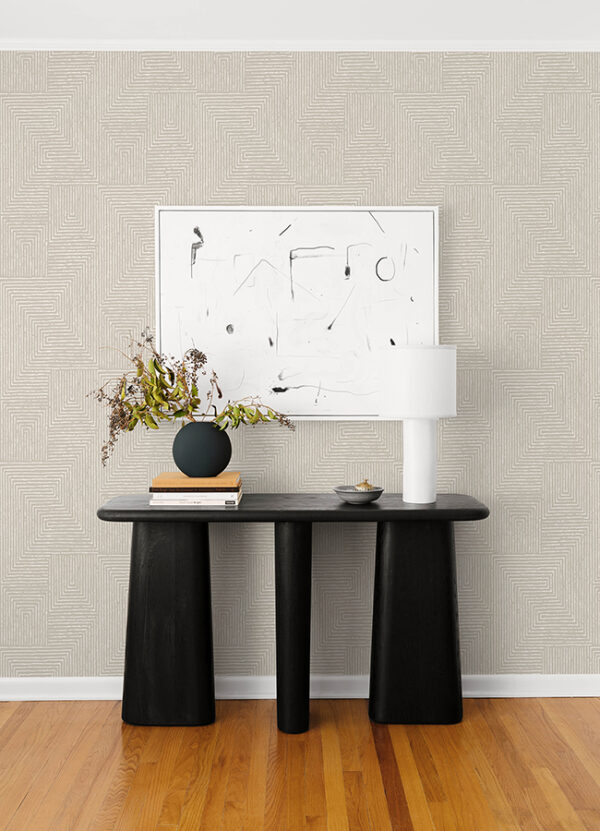 Mortenson Light Grey Geometric Wallpaper by Scott Living - Image 4