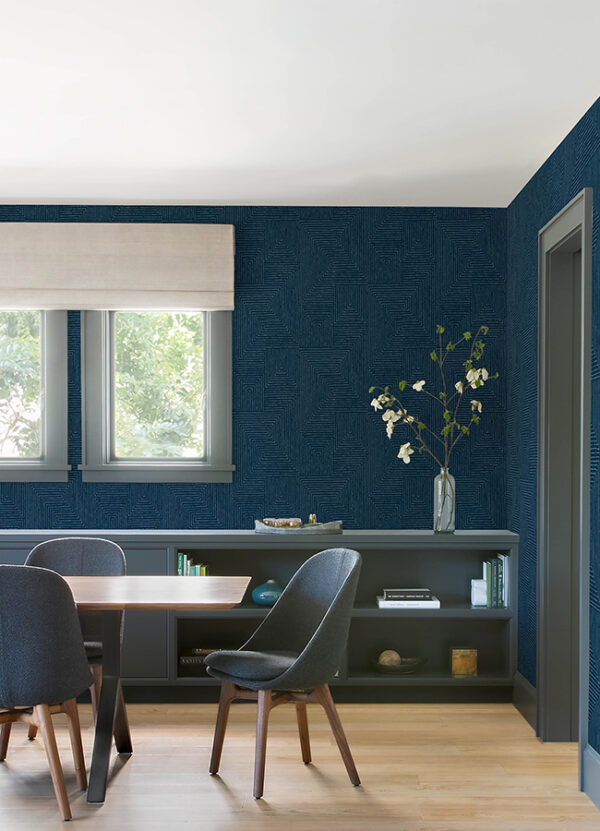 Mortenson Navy Geometric Wallpaper by Scott Living - Image 2