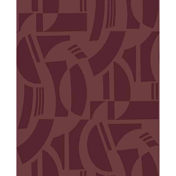 Carter Burgundy Geometric Flock Wallpaper by Scott Living
