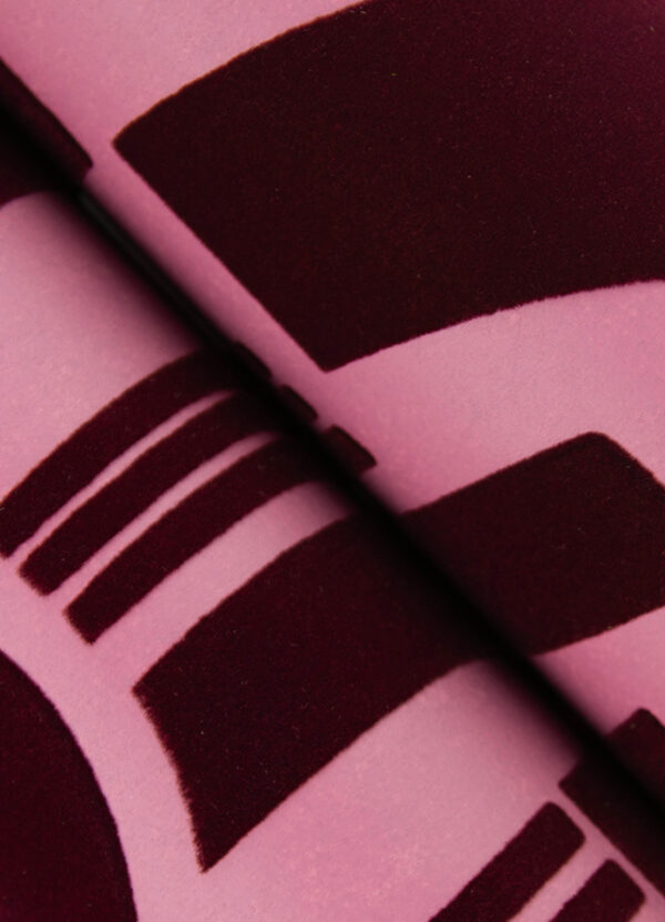 Carter Burgundy Geometric Flock Wallpaper by Scott Living - Image 3
