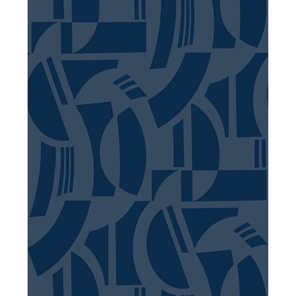 Carter Indigo Geometric Flock Wallpaper by Scott Living