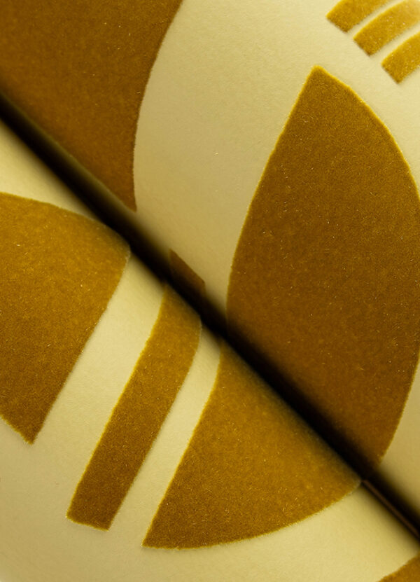 Carter Gold Geometric Flock Wallpaper by Scott Living - Image 3